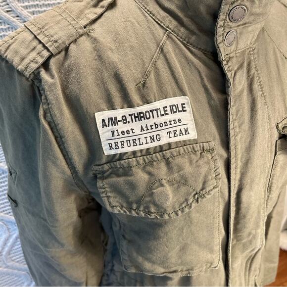 JACK & JILL Olive Green Military/Utility Cargo Long Sleeve Zip Jacket sz Small - Picture 5 of 14